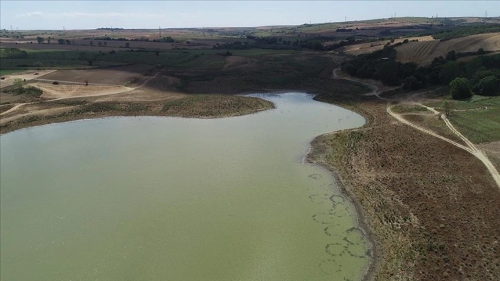 Tekirdağ'da Bıyıkali Göleti'nin su seviyesi azaldı