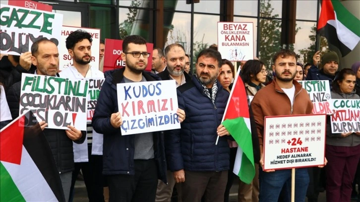 Tekirdağ'da sağlık çalışanları Gazze için 