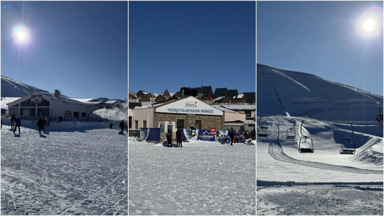 Yedikuyular Kayak Merkezi'nde kar kalınlığı 70 santimetreye ulaştı