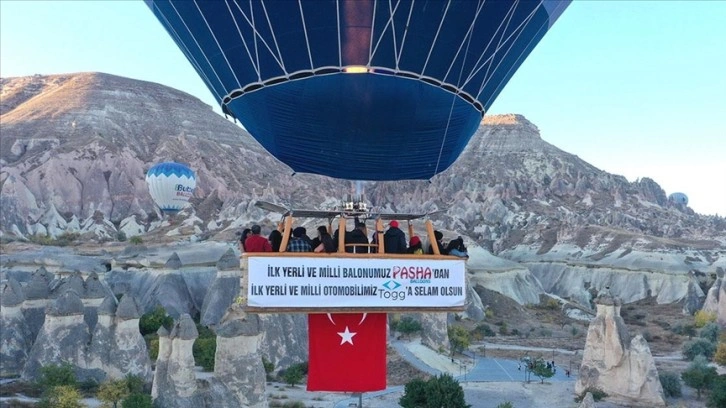 Yerli sıcak hava balonu, TOGG'u kutlamak için uçtu