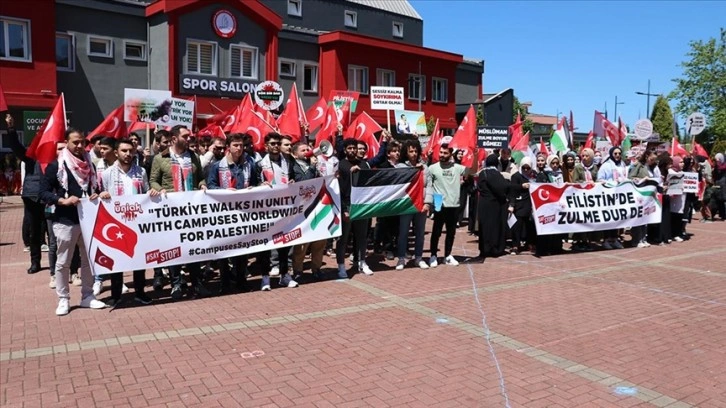Zonguldak ve Kırıkkale'de üniversite öğrencilerinden Gazze'ye destek yürüyüşü