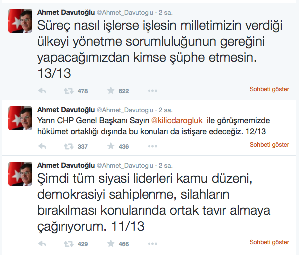 Başbakan Davutoğlu’ndan siyasi partilere "son" çağrı!