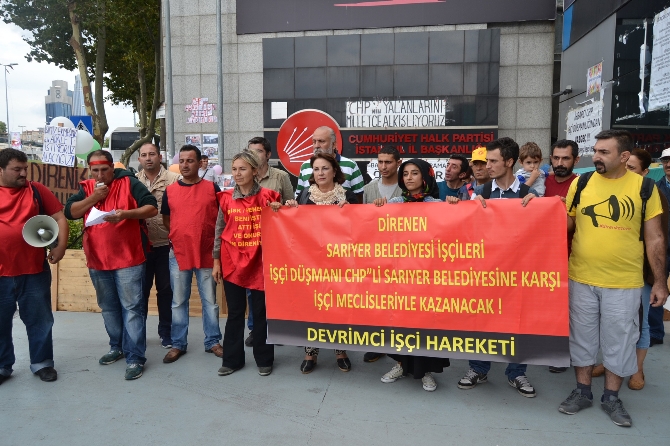 “İşçi düşmanı“ dedikleri CHP&#039;li belediyeyi “Devrimci İşçiler“ protesto etti