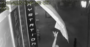 Provokatörün bayrağı yırttığı anlar kamerada