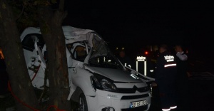 Ağaca çarpan araçtaki 2 kişi öldü