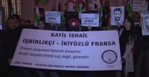Fransa Konsolosluğu önünde İsrail’e boykot eylemi