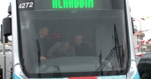 Erdoğan vatman koltuğuna oturdu