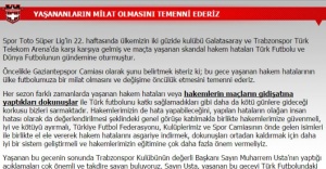 Gaziantepspor’dan Trabzonspor’a açık destek!