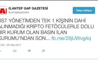 GAP Gazetesi, Basın İlan Kurumu’na fena taktı: Kripto FETÖ’cülerle dolu...