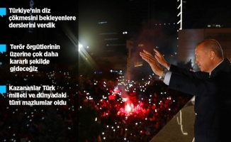 Cumhurbaşkanı Erdoğan: Bu seçimin galibi demokrasidir, milli iradedir