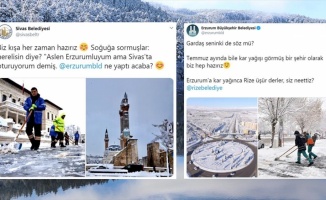 İl belediyelerinin sosyal medyadaki kar ve soğuk hava &#039;atışması&#039; gülümsetti