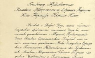 Rusya, Sovyet elçisi Surits&#039;in 1923’te Atatürk&#039;e sunduğu güven mektubunu yayınladı