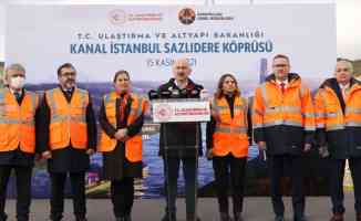 Bakan Karaismailoğlu, Kanal İstanbul Sazlıdere Köprüsü'nde incelemelerde bulundu