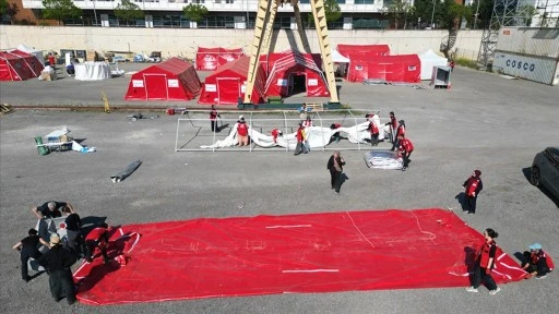 AID Uluslararası Doktorlar Derneğince mobil sahra hastanesi kurulum tatbikatı yapıldı