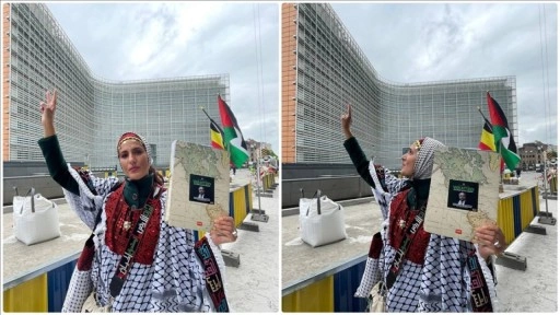 AB Komisyonu önünde Gazze'ye ağıt yakan genç kadın: Yüreğimden kopan bir isyan çığlığıydı