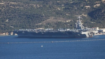 ABD'nin "USS Gerald R. Ford" u&ccedil;ak gemisi Girit'teki Suda Deniz &Uuml;ss&uuml;'nden ay