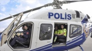 Adana'da kadın polislerden helikopterli trafik uygulaması