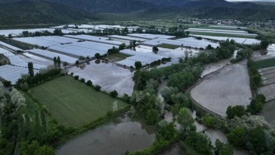 Amasya'da su altında kalan tarım arazileri dronla g&ouml;r&uuml;nt&uuml;lendi