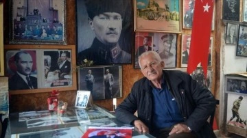 Amasya'da 21 yıldır biriktirdiği Atatürk fotoğraflarını bahçesinde sergiliyor