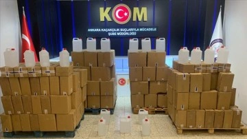 Ankara'da sahte içki imalatı için hazırlanan 3 ton 140 litre etil alkol ele geçirildi