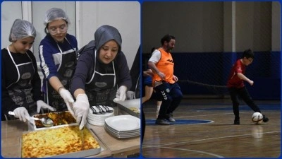 Anne ve babalar "g&uuml;&ccedil;l&uuml; aile" i&ccedil;in &ccedil;ocuklarıyla mutfakta ve sahada buluşuyor