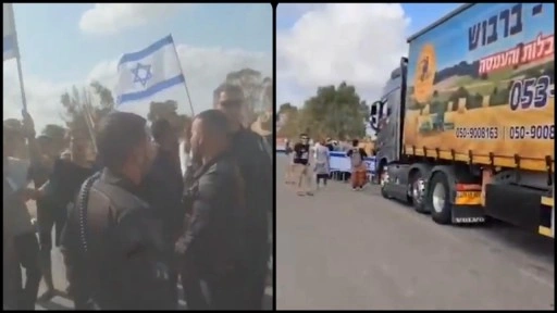 Aşırı sağcı İsrailliler, Gazze'ye giden yardım tırlarının önünü kesti