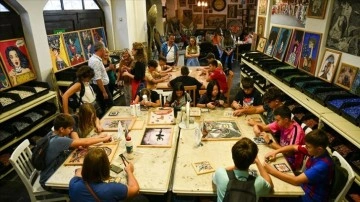 Avrupalı öğrenciler Gaziantep'te mozaik sanatıyla tanıştı