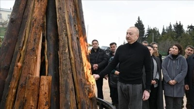 Azerbaycan Cumhurbaşkanı Aliyev, Hocavent'te Nevruz ateşini yaktı