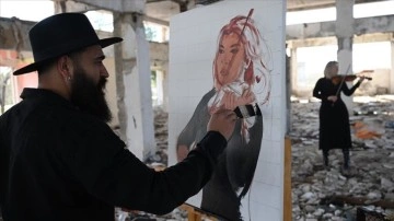 Azerbaycanlı ressam, canlı modellerini 3 saatte tuvale çiziyor