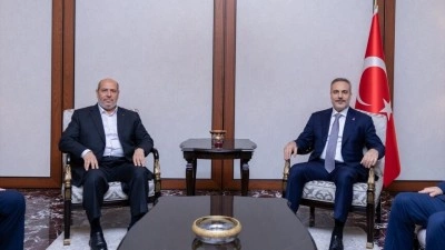 Bakan Fidan, Hamas Siyasi B&uuml;ro Başkanı Hayye ve beraberindeki heyeti kabul etti