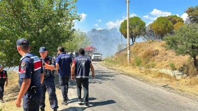 Balıkesir'de arazide başlayıp ormana sı&ccedil;rayan yangına m&uuml;dahale ediliyor