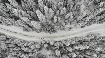 Ballıdağ'ın karlı zirvesi dronla görüntülendi