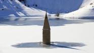 Baraj suyu çekilince cami minaresi ortaya çıktı