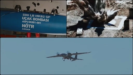 Bayraktar AKINCI, ASELSAN'ın LGK-82 mühimmatı ile hedefini tam isabetle vurdu