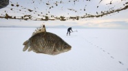 Beyşehir Gölü'nde 'Eskimo usulü' balık avı
