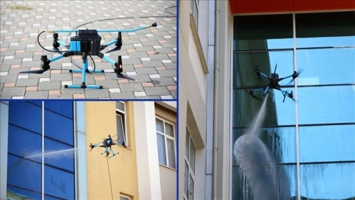 Binaların dış cephe temizliği dronla güvenli hale geliyor