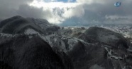 Bolu Dağı’nın eşsiz kar manzarası havadan görüntülendi