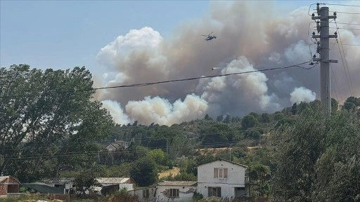 Çanakkale'de tarım arazisinde başlayıp ormana sıçrayan yangına müdahale ediliyor