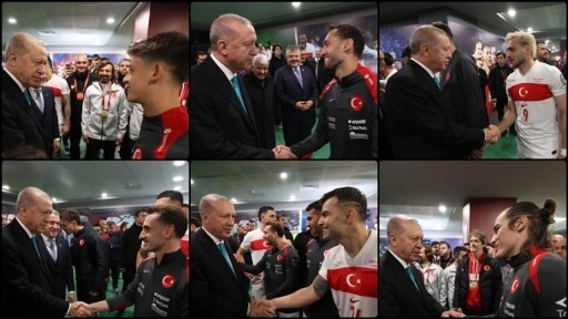 Cumhurbaşkanı Erdoğan, A Milli Futbol Takımı oyuncularını ve teknik heyetini tebrik etti