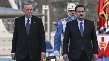 Cumhurbaşkanı Erdoğan, Türkiye'ye gelen Irak Başbakanı Şiya es-Sudani'yi resmi törenle kar