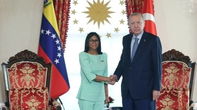 Cumhurbaşkanı Erdoğan, Venezuela Ge&ccedil;ici Devlet Başkanı Rodriguez'i resmi t&ouml;renle karşıladı