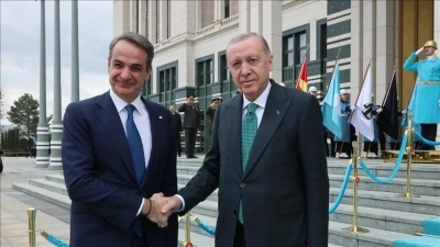 Cumhurbaşkanı Erdoğan, Yunanistan Başbakanı Mi&ccedil;otakis'i kabul etti