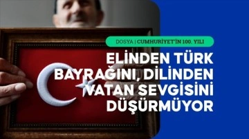 Cumhuriyetle yaşıt Harun dedenin elinden Türk bayrağı, dilinden vatan sevgisi eksik olmuyor