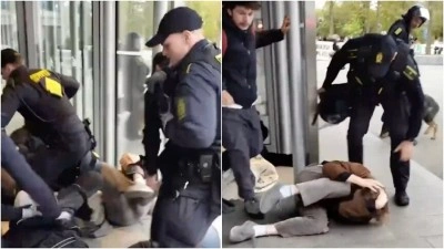 Danimarka'da İsrail'e silah taşıyan nakliye şirketini protesto eden aktivistlere polis m&uuml;d