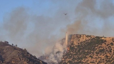 Denizli'de Pamukkale &Ouml;renyeri yakınlarındaki orman yangınına m&uuml;dahale ediliyor