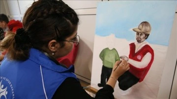 Depremlerden etkilenen Nurdağı'nda kurulan Genç Alan'da çocuklar spor ve sanatla buluşuyor