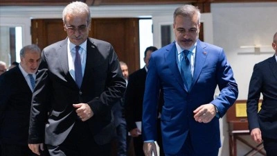 Dışişleri Bakanı Fidan, Gazze Y&ouml;netimi Ulusal Komitesi Başkanı Şaas ile g&ouml;r&uuml;şt&uuml;