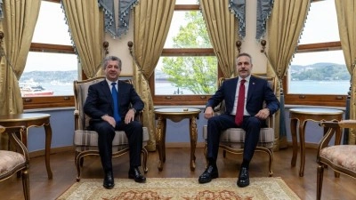 Dışişleri Bakanı Fidan, IKBY Başbakanı Barzani ile İstanbul'da g&ouml;r&uuml;şt&uuml;
