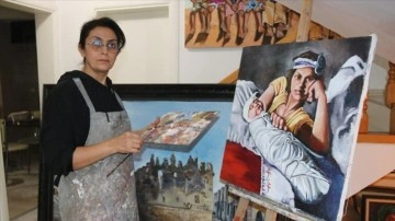 Diyarbakır'da ev hanımı ressam evini adeta sanat galerisine dönüştürdü
