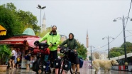 Dünya turu yapan Alman bisikletçiler Türkiye'yi keşfe İstanbul'dan başladı